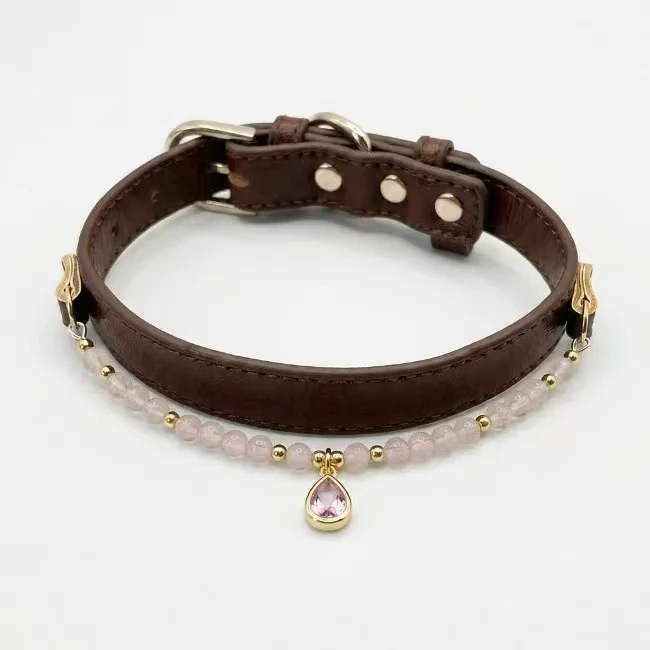 Luksus Rhinestone og Natural Crystal Pet Halsbånd